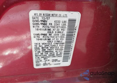 2008 Nissan Rogue S z USA, uszkodzony, nr VIN JN8AS58T18W013489